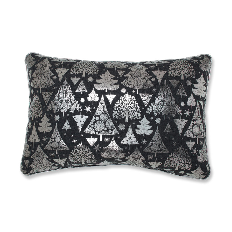  Coussin lombaire Metallic Christmas Trees, Noir