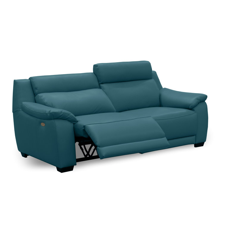 Latrale 213Cm Genuine Leather Pillow Top Arm Reclining Commercial Use Sofa, Turquise