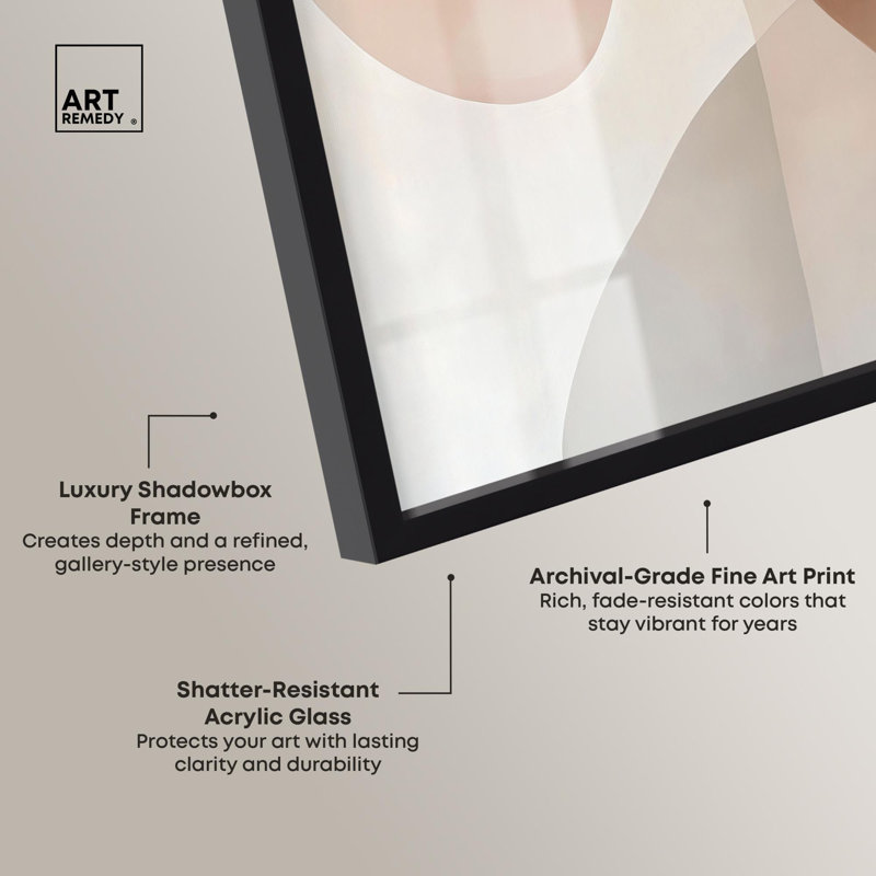 «Curvilinear Quadrants IV Shadowbox Print Boho Art» par Art Remedy, H 37 po x l 31 po, Noir