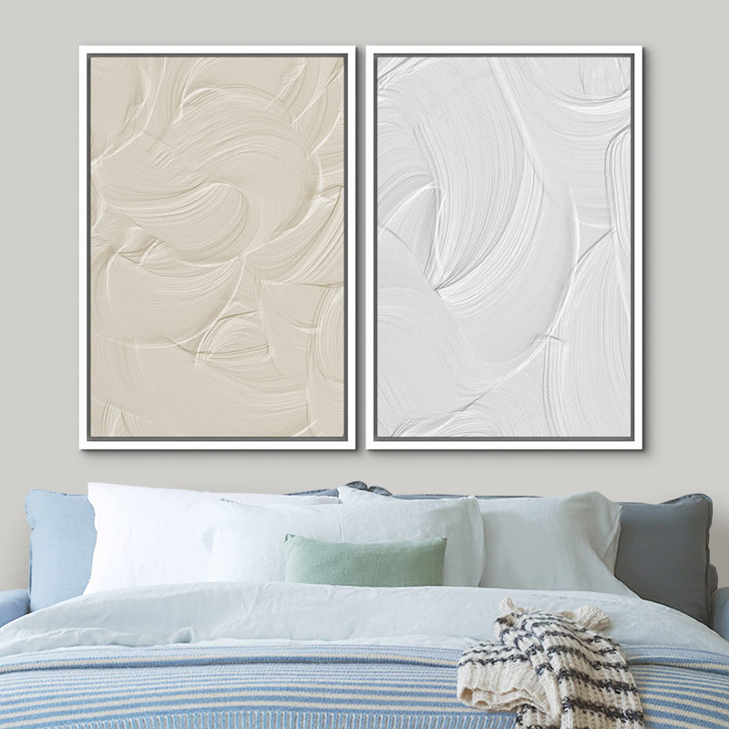 Reproduction sur toile «Duotone» beige et blanc, H 36 po x l 24 po, Blanc
