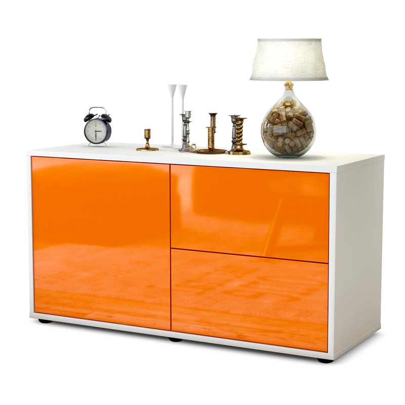 Holtorf 92cm Sideboard, High-gloss Orange / Matte White