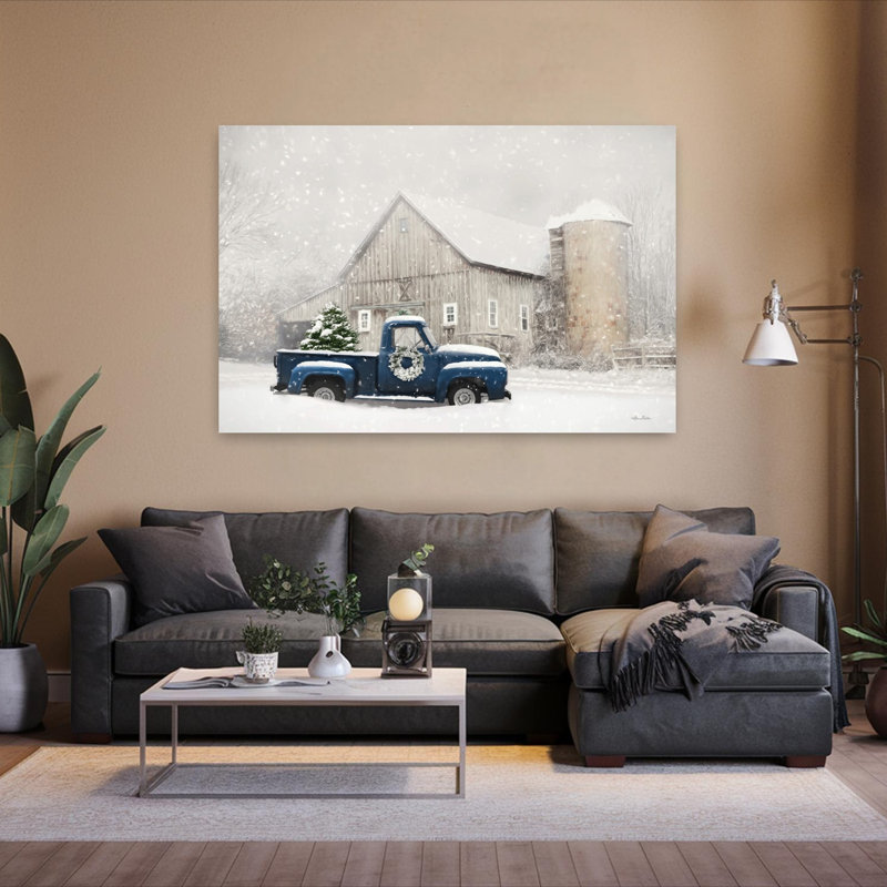 Hiver à Ny, arbre de Noël contemporain abstrait, art de l'architecture hivernale, H 40 po x l 60 po