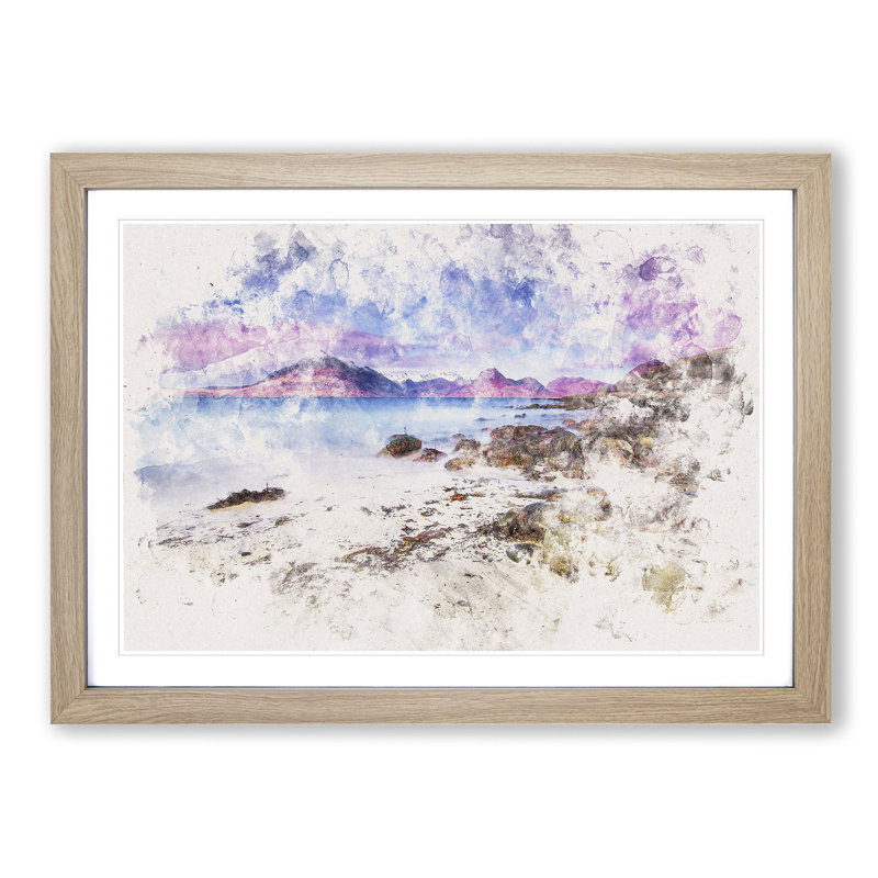Elgol Village In The Isle Of Skye - Picture Frame Painting, 36cm H x 48cm W x 2cm D, Oak Framed