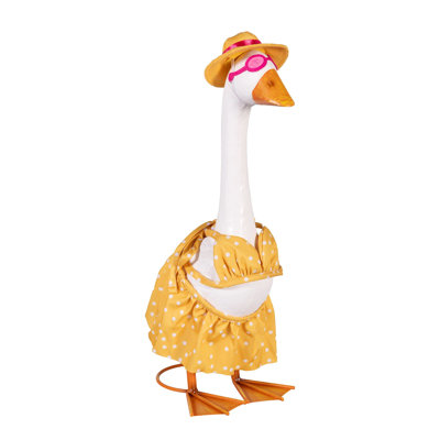 Giddy The Goose, Metal Porch Statue With Bikini Outfit, 21in. H