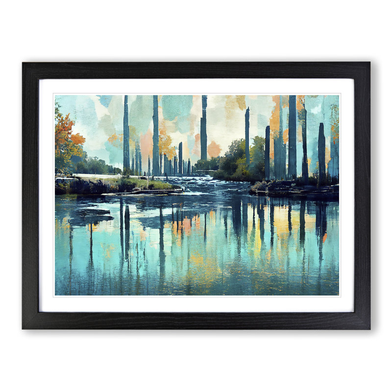 Abstract River Art Vol.2 - Framed Print, Black, 46cm H x 64cm W x 2cm D