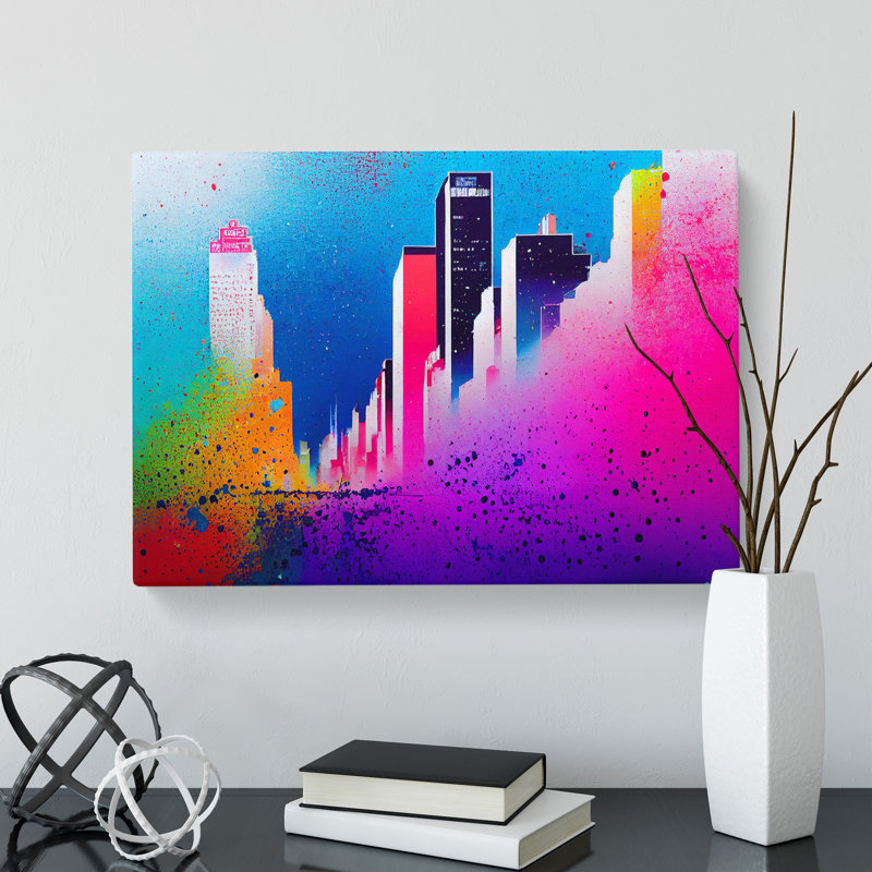 Skyscraper Skyline Splashed Vol.3 - Wrapped Canvas, 40cm H x 60cm W x 3cm D