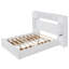 Lit en bois avec armoire, tablette et prises tout-en-un