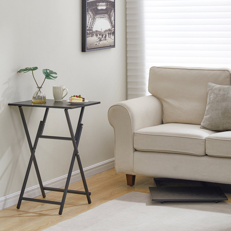 Table d'appoint 2 pièces pliable sans plateau, Noir