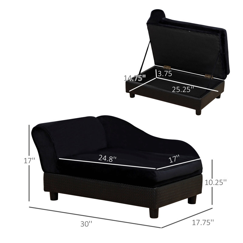 Canapé pour chien avec rangement pour animaux de compagnie, Noir