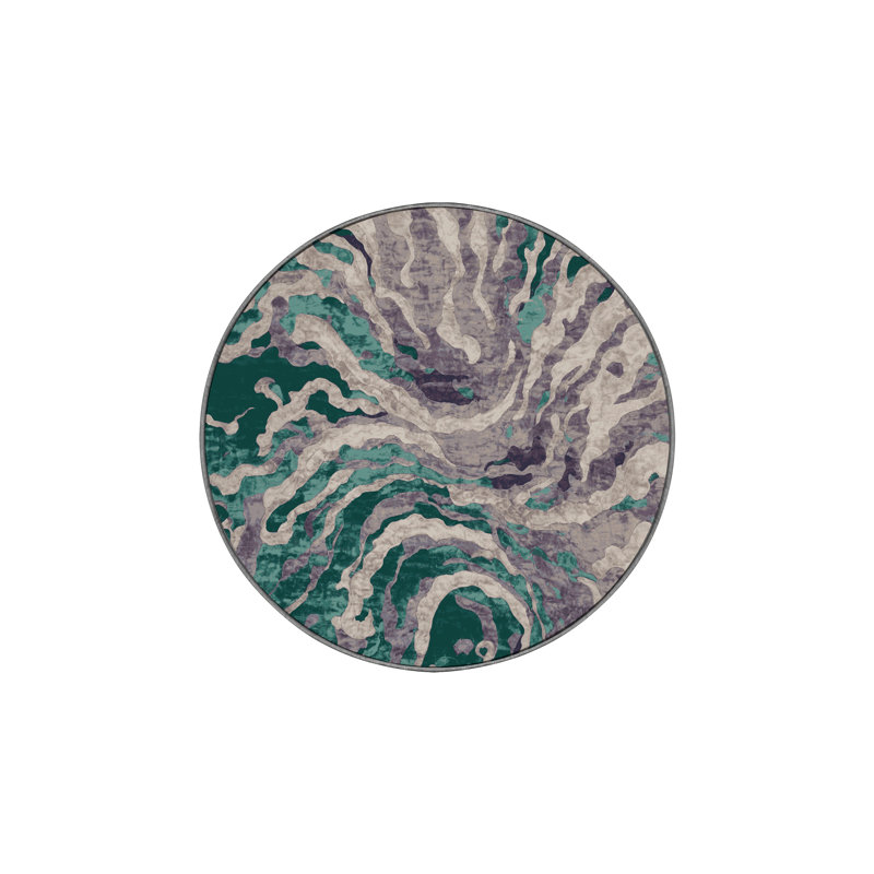 Machine Washable Gray Area Rug, Round 6'