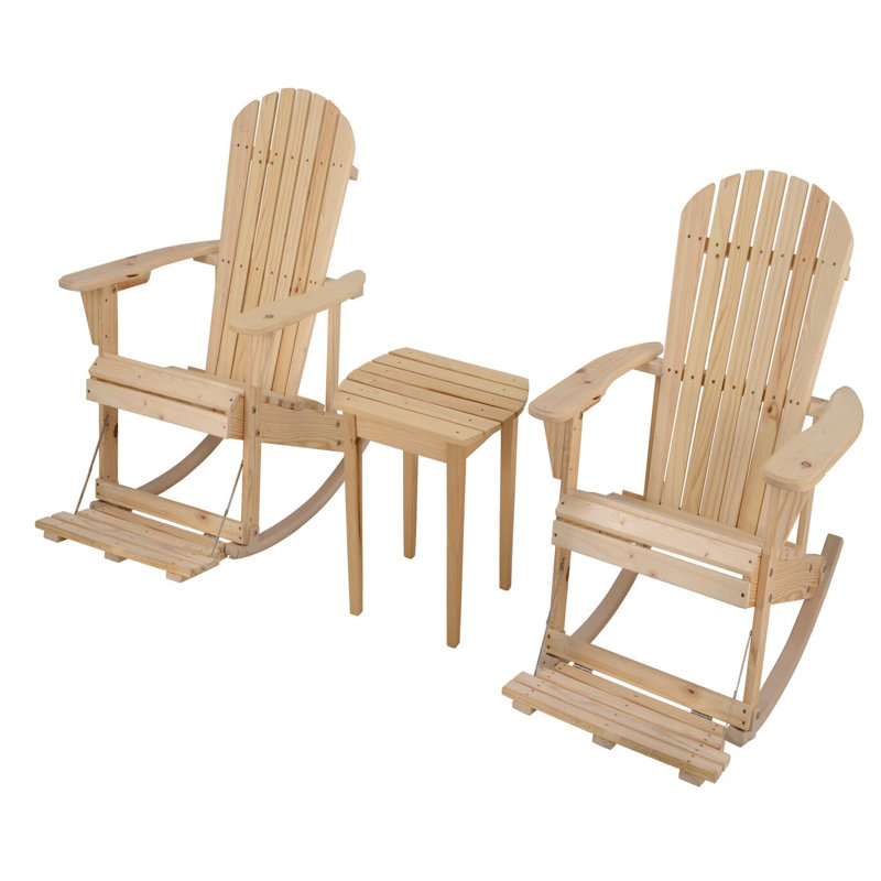Scottsville Outdoor Adirondack Chair With Table, Natural