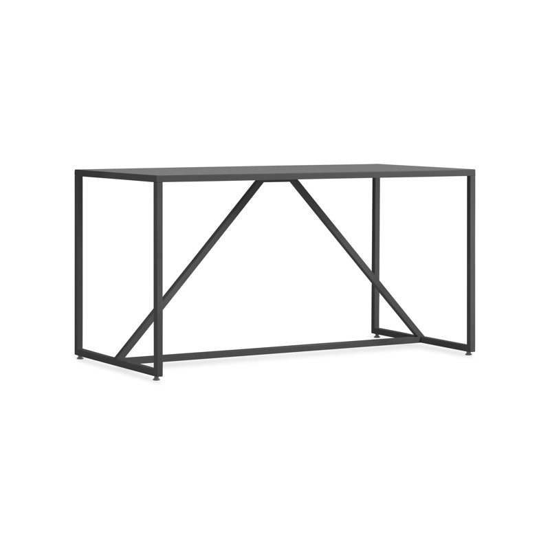 Strut Walnut Wood Dining Table, Slate, 35" W x 75" L, Bar (40" Height)