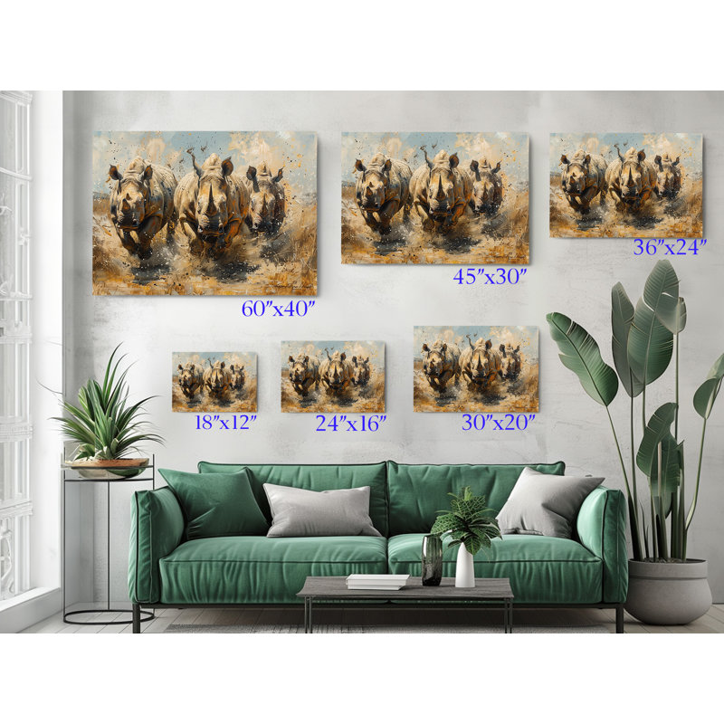 Reproduction de peinture à l'huile de Rhinos, art mural moderne pour la maison et le bureau, reproduction de peinture