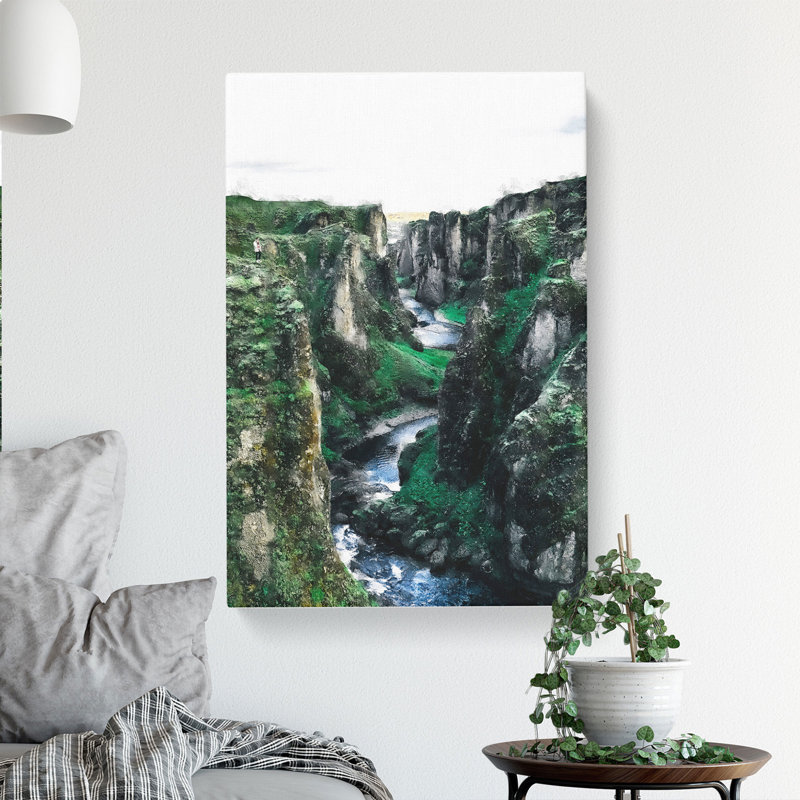 Mountain Canyon In Iceland - Wrapped Canvas, 50cm H x 35cm W x 3cm D