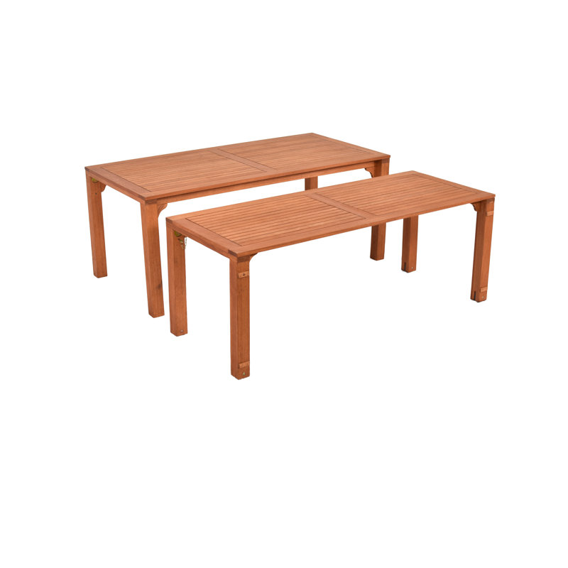 Meservey 10 - Person Wood Patio Dining Set with Extendable Rectangular Table , Cushions Included
