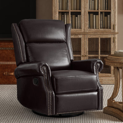 Fauteuil oscillant pivotant et inclinable en cuir ciré Hayliee