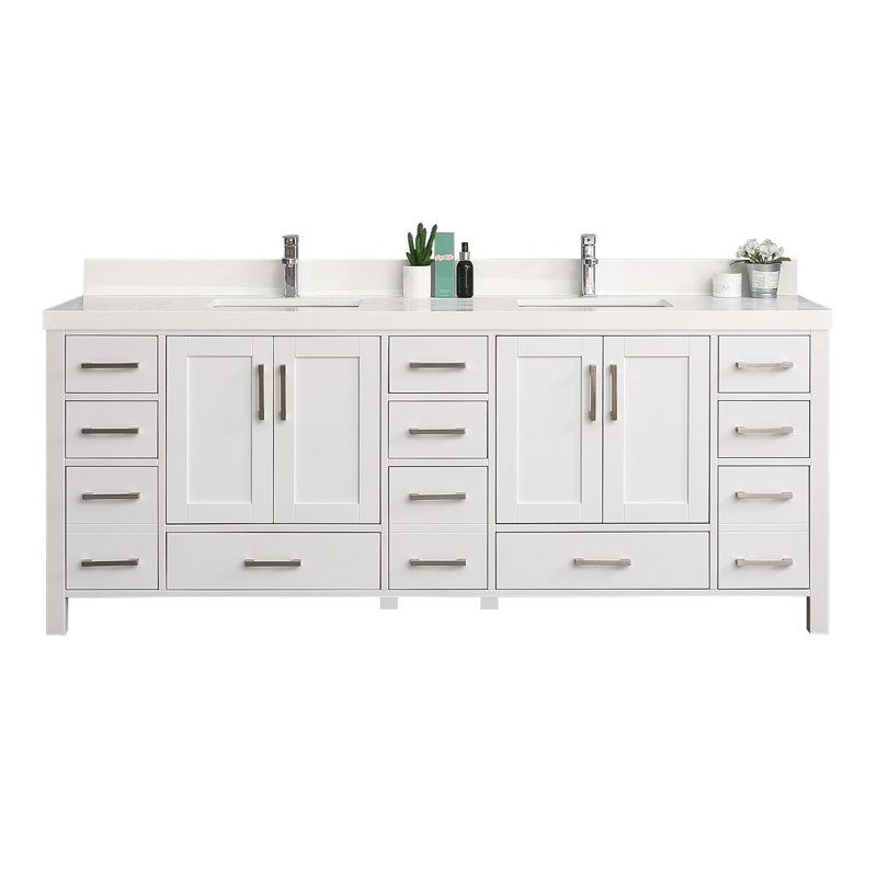 Ensemble de meuble-lavabo double 84 po Uckfield, Blanc, Blanc