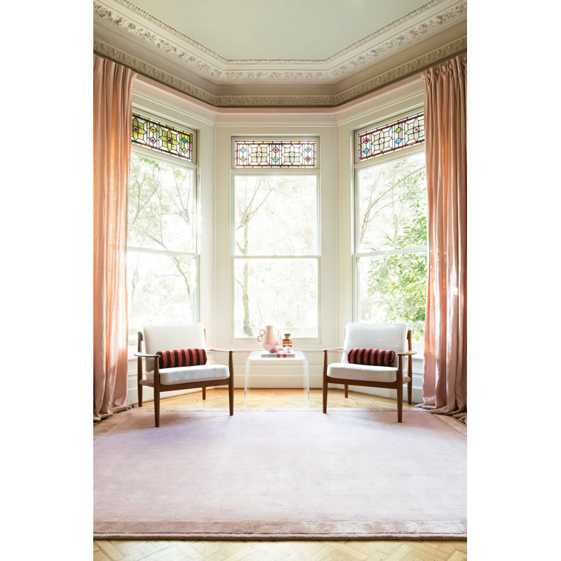 Farrow & Ball Silk Border Portobello Pink Area Rug, Rectangle 12' x 18'