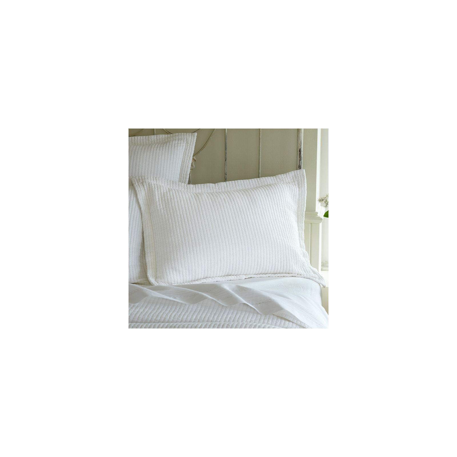 Hudson Stripe Cotton Blend Sham Set, White, King