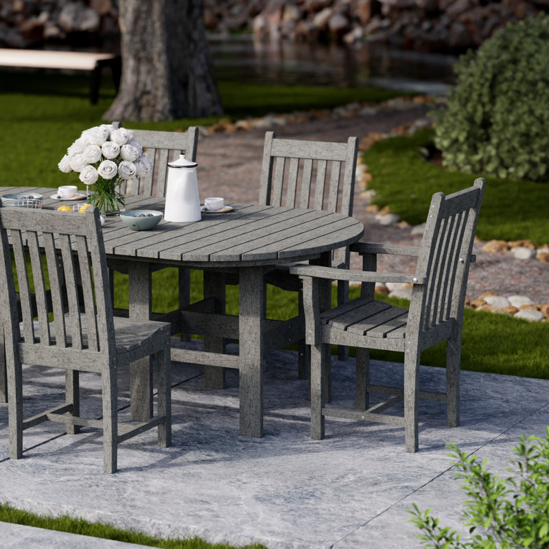 Classic 7-Piece 44" x 84" Dining Set, Dark Gray