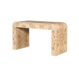 Brea 54'' Writing Desk – Curved Toasted Burl Wood, Modern Sculptural Design