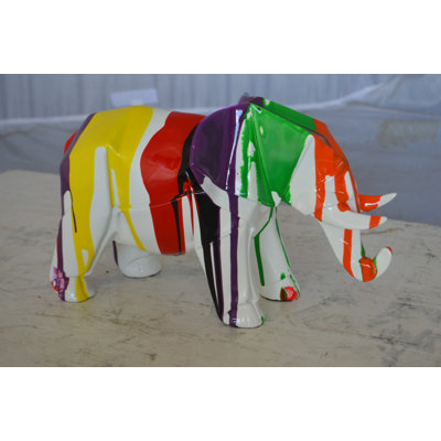 Statue Amlethus en résine d'éléphant multicolore - Taille: L 12 po x l 6 po x H 8 po.
