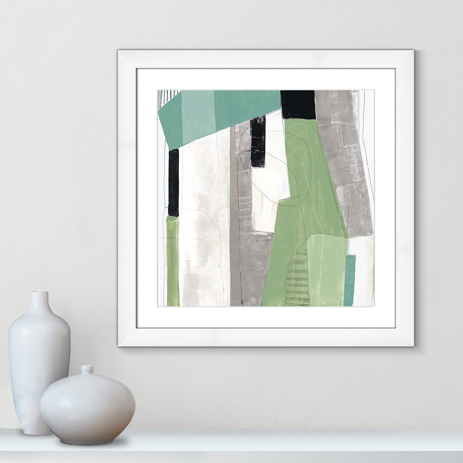 Evergreen Essence I Print, 25" H x 25" W x 1.25" D, White Cube Framed