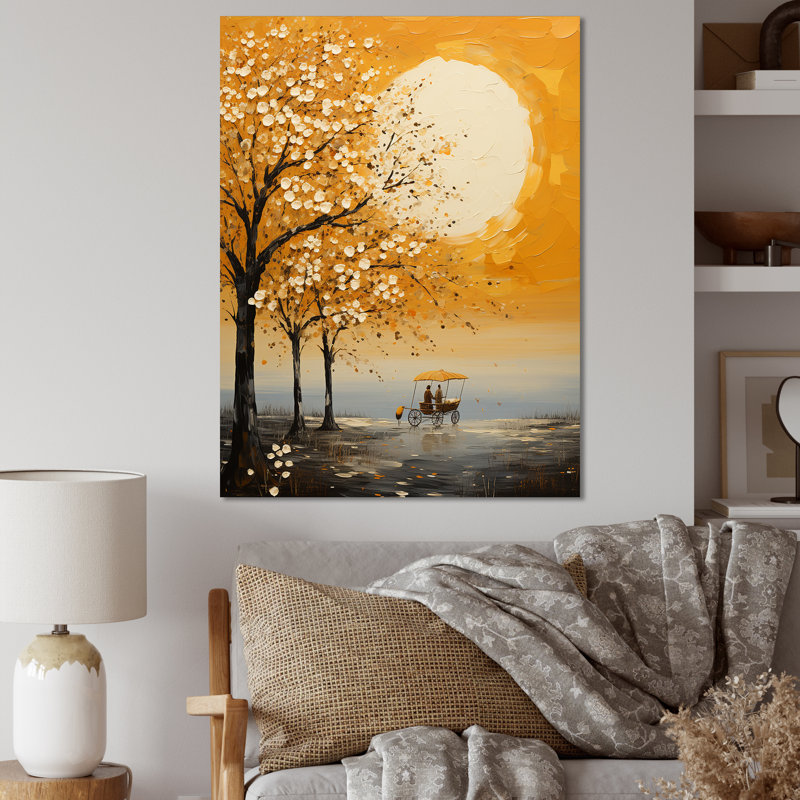 «Yellow Old Carriot Cart Melody» sur toile jaune, Toile tendue, H 40 po x l 30 po x P 1,5 po