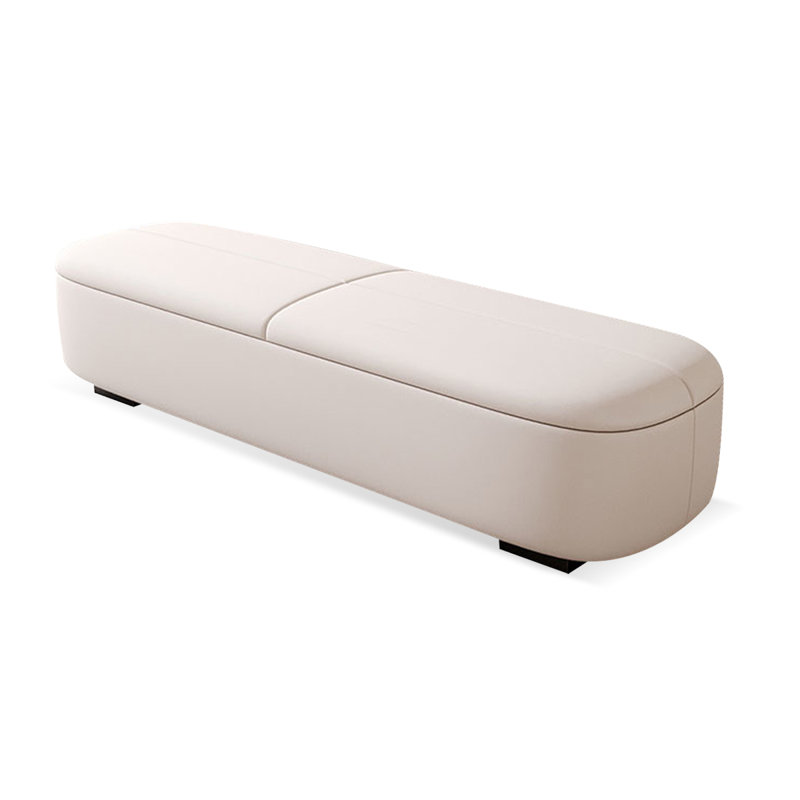 Beige Modern Wood Upholstered  Bedroom and Entry Leather Long Storage Bench, Beige, 15.75"H x 55.12"L x 17.72"D