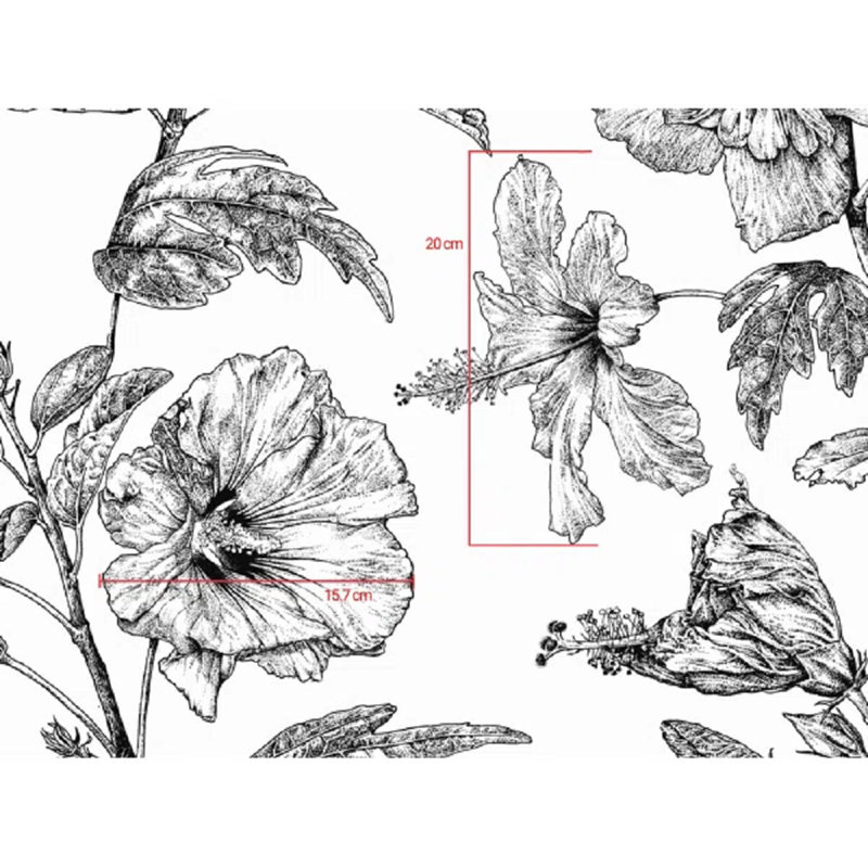Papier peint Hibiscus, Neige ébène