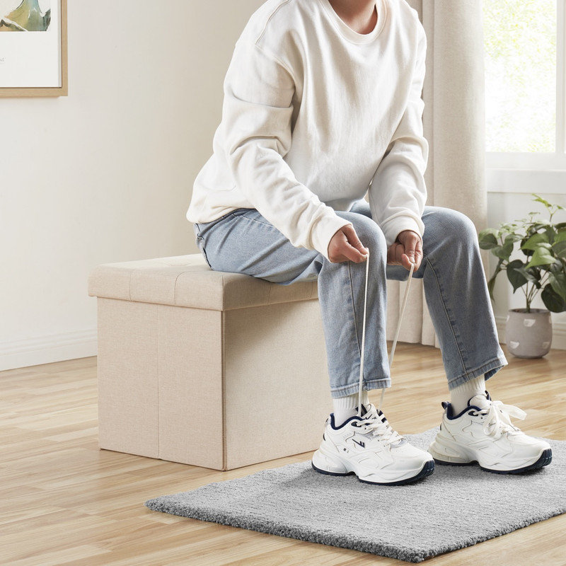 Repose-pieds carré avec rangement de 15 po - Ensemble de 2, Beige