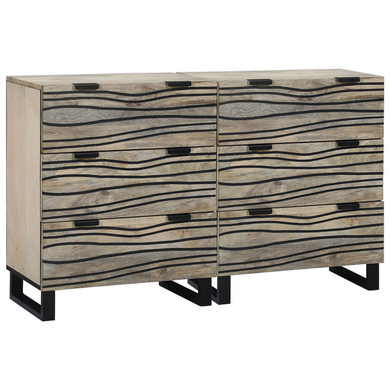 Sideboards 2 Pcs 60 X 33.5 X 75 Cm Solid Mango Wood, White