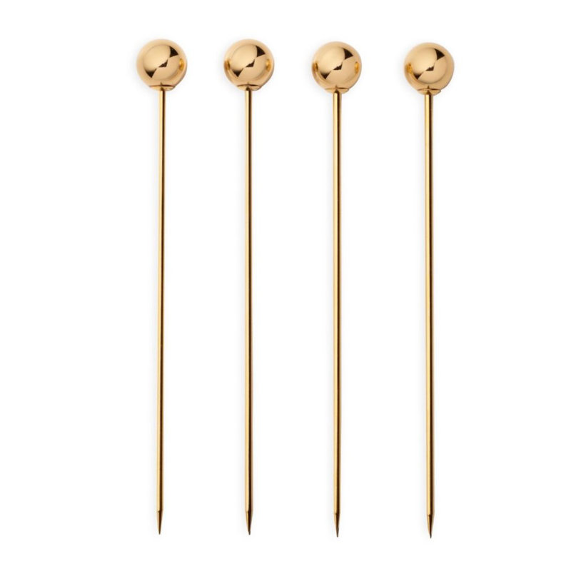 Gold Minimalist Spherical Cocktail Picks, Set of 4
