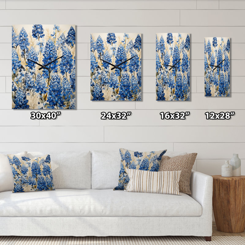 Elegant Blue Bonnets Meadow I - Horloges murales Blue Bonnets, Petit