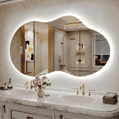 Miroir de meuble-lavabo irrégulier certifié DEL UL / ETL Lunara