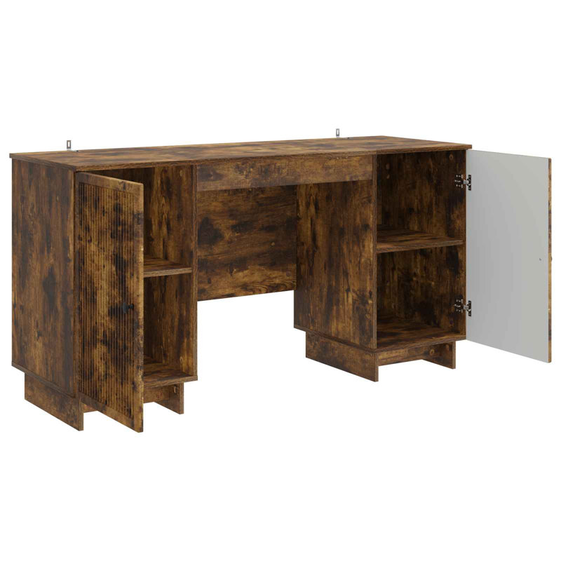 Credenza Desk, Smoked Oak