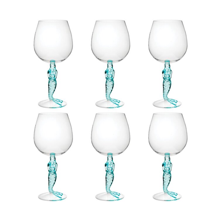 Mermaid 17 oz. Acrylic All Purpose Wine Glass (Set of 6) Trinx