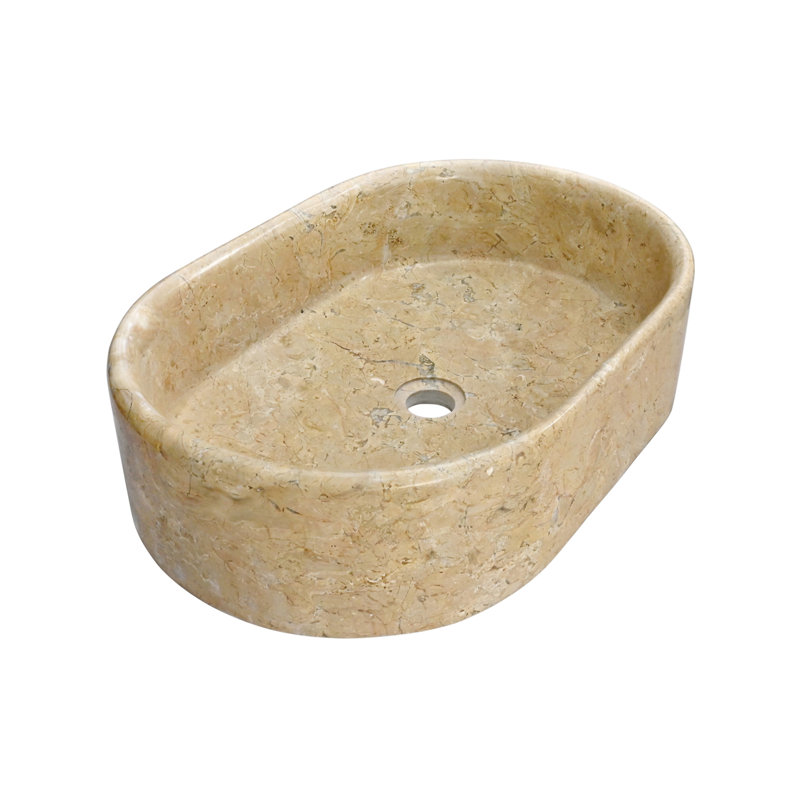 Gold Yellow Beige Natural Marble Bathroom Vessel Sink, Gold/Beige