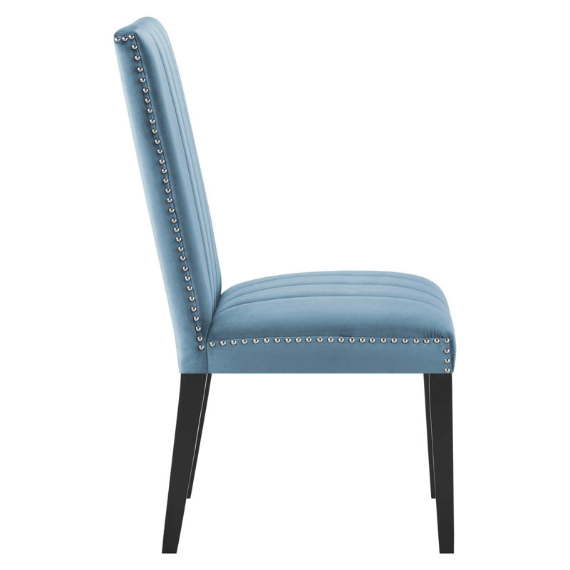 Light Blue Velvet Upholstered Parsons Side Chair Set