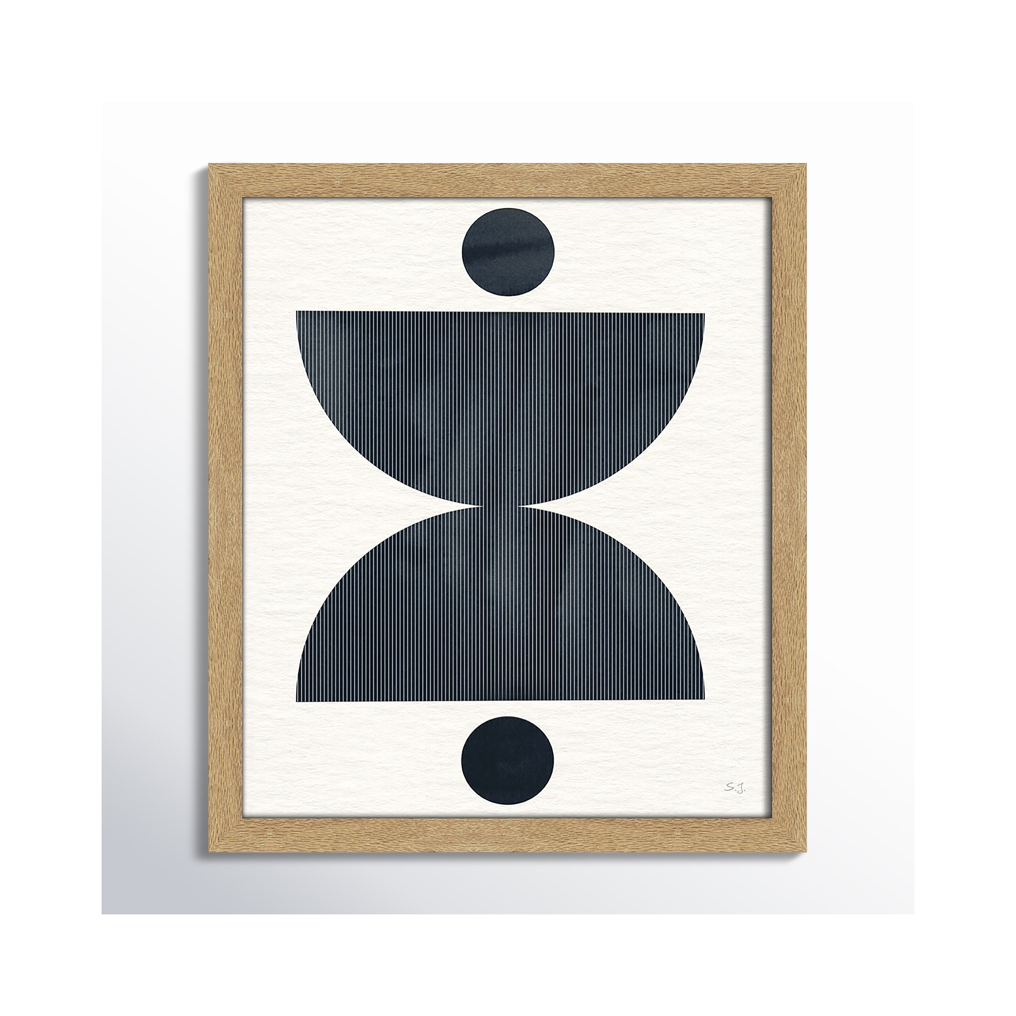 Eclipse II by Susan Jill, 15" H x 13" W x 0.75" D, Natural Framed