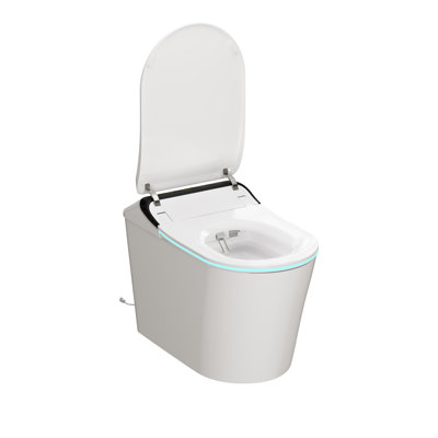 Toilette intelligente une pièce blanche 27,8 po avec lavage de bidet, siège chauffant, sécheuse, lumière ambiante et télécommande