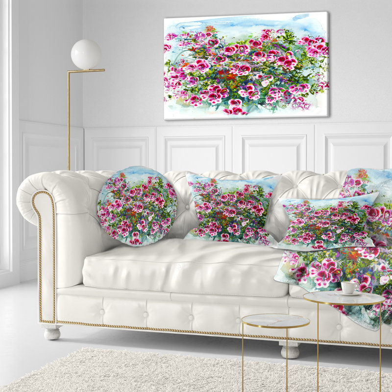 Coussin lombaire à motif d’aquarelle floral fleur