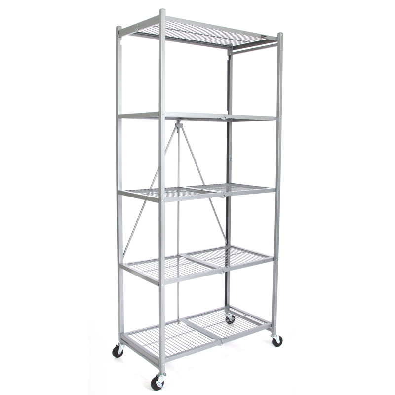  Support de rangement pliable à 5 tablettes Origami, Gris platine