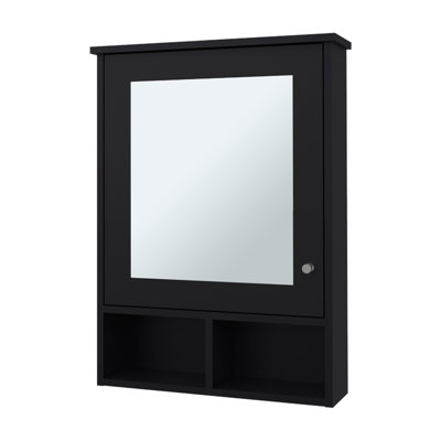 Armoire à pharmacie Poston avec porte et miroir inclus, noir
