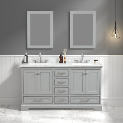Meuble-lavabo double 61 avec comptoir 61