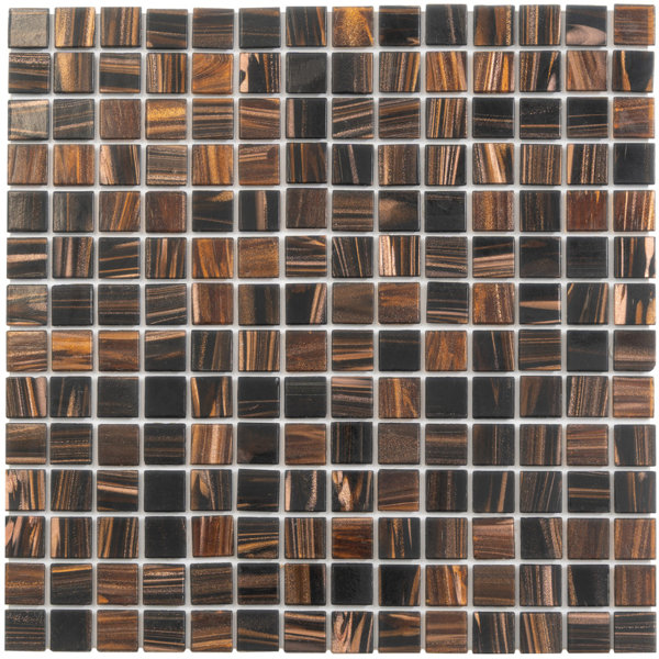 Mingles 12 in. x 12 in. Glossy Bark Brown Glass Mosaic Wall and Floor Tile (20 sq. ft./case) (20-pack)