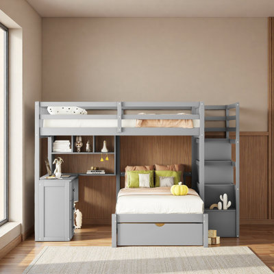 Full Over Twin Bunk Bed With Wardrobe, Drawers