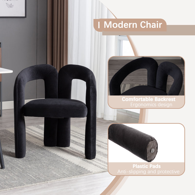 3 Piece Glass Dining Set with Barrel Accent Chairs, Black