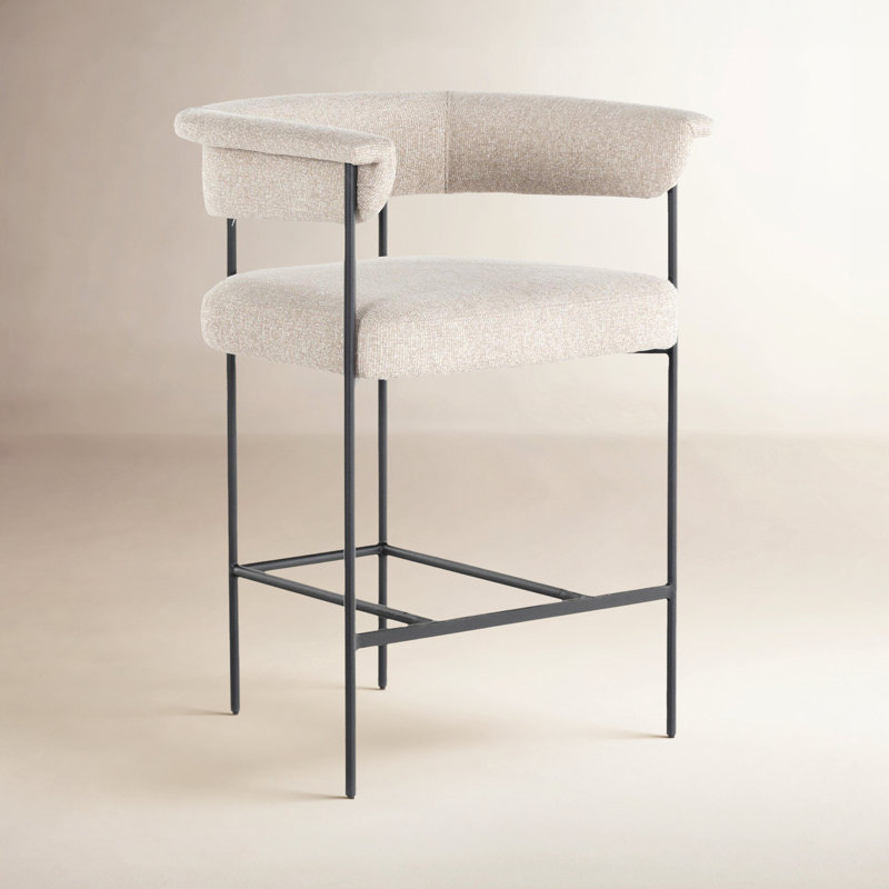 Lyssa Upholstered Counter Stool, Counter Stool (26.5" Seat Height), Light Camel Polyester, Solid