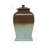 Contemporary Tall Ceramic Jar with Lid for Living Room or Shelves Display - Artistic 2-tone Table Jar for Modern Home or Office Decor - Brown & Blue-2046042598-2034879417